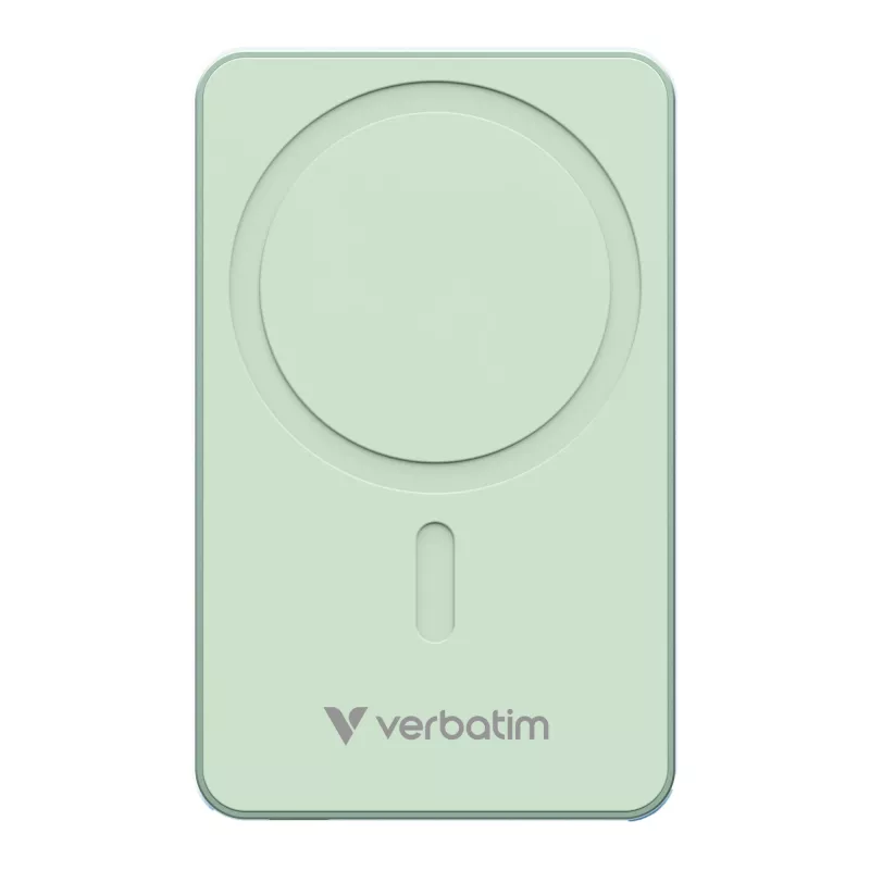 Verbatim Charge 'n' Go Essentials magnētiskais bezvadu ārējais akumulators 5000 mAh zaļš