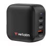 Verbatim Mini GaN lādētājs 70W 3 porti ASV spraudnis ar ES un Lielbritānijas adapteriem