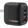 Verbatim Mini GaN lādētājs 70W 3 porti ASV spraudnis ar ES un Lielbritānijas adapteriem