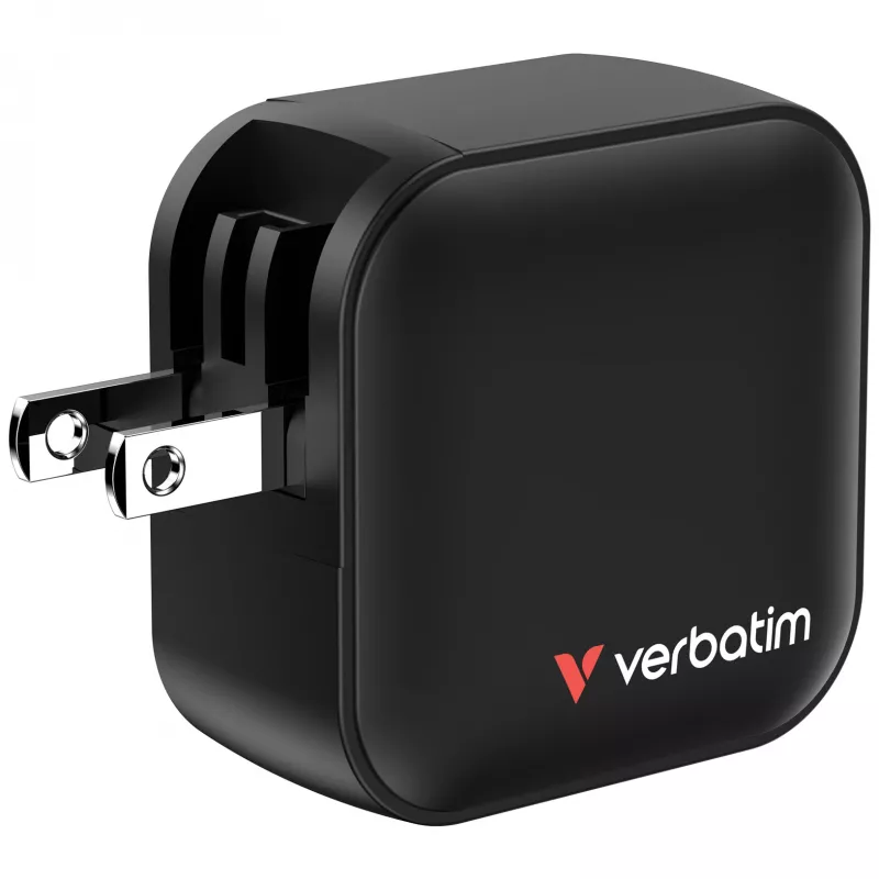 Verbatim Mini GaN lādētājs 70W 3 porti ASV spraudnis ar ES un Lielbritānijas adapteriem