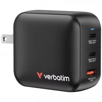 Verbatim GaN lādētājs 100W, universāls, melns, maiņstrāva, ātra uzlāde, iekštelpām