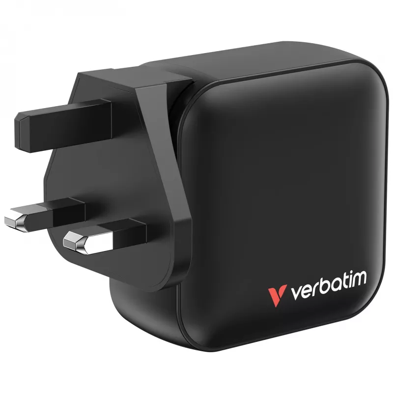 Verbatim Mini GaN lādētājs 100 W, 4 porti, ASV kontaktdakša ar ES un Lielbritānijas adapteriem