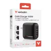 Verbatim Mini GaN lādētājs 100 W, 4 porti, ASV kontaktdakša ar ES un Lielbritānijas adapteriem