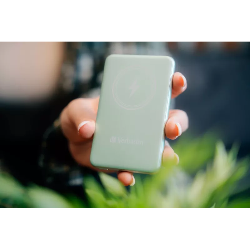 Verbatim Charge 'n' Go Magnetic Wireless Power Bank 5000mAh zaļš