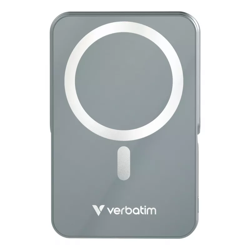 Verbatim Charge 'n' Go magnētiskais bezvadu ārējais akumulators ar statīvu - 10000 mAh pelēks