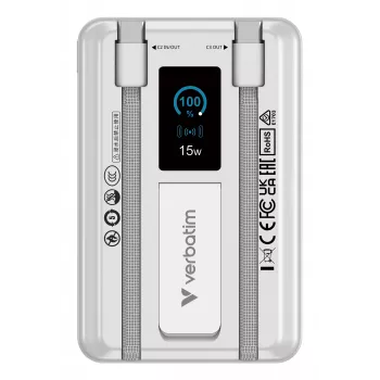 Verbatim Charge'n'Go 2C & Display ārējais akumulators 10000 mAh sudrabots