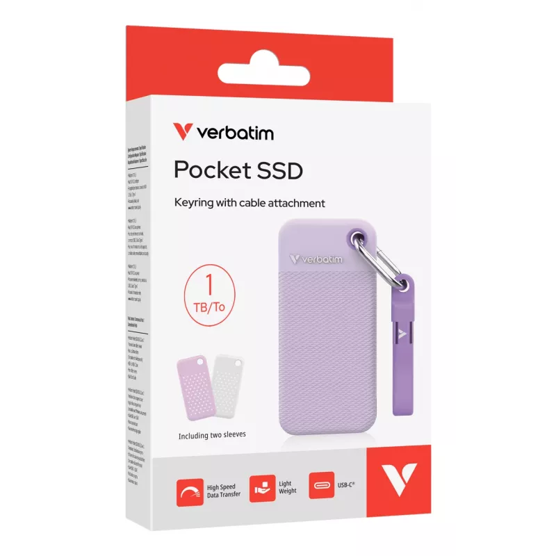 Verbatim Pocket SSD USB 3.2 Gen 2 1TB violeta incl. two rubber sleeves