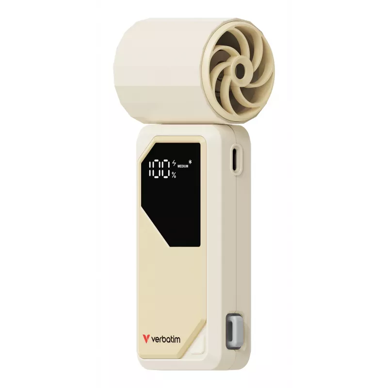 Verbatim Cool’n’Go AirJet rokas ventilators balts/sudrabains, Sudrabains, Balts, Rokas ventilators, 1 gab., 6 W, Litija jonu (Li-Ion), 3,7 V