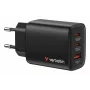 Verbatim Essentials GaN lādētājs 65 W, EU kontaktdakša, melns, iekštelpām, maiņstrāva, 20 V, melns