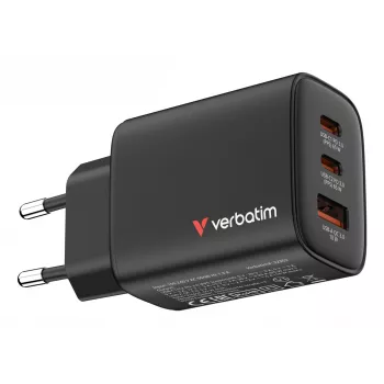 Verbatim Essentials GaN lādētājs 65 W, EU kontaktdakša, melns, iekštelpām, maiņstrāva, 20 V, melns