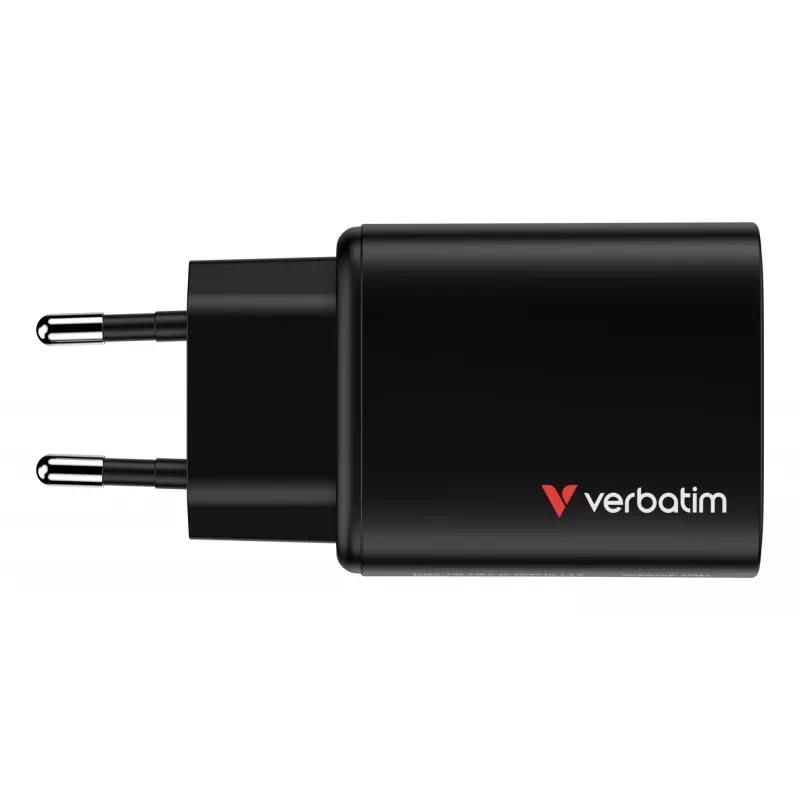 Verbatim Essentials GaN lādētājs 65 W, EU kontaktdakša, melns, iekštelpām, maiņstrāva, 20 V, melns