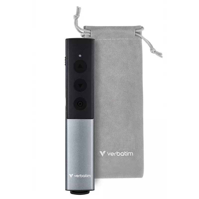 Verbatim Agenda Wireless Presenter ar Red Laser Pointer, RF, USB, 100 m, Melns, Silver