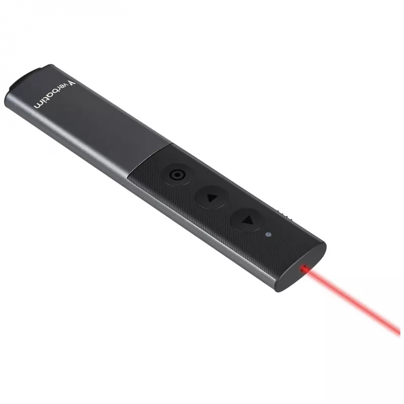 Verbatim Agenda Wireless Presenter ar Red Laser Pointer, RF, USB, 100 m, Melns, Silver