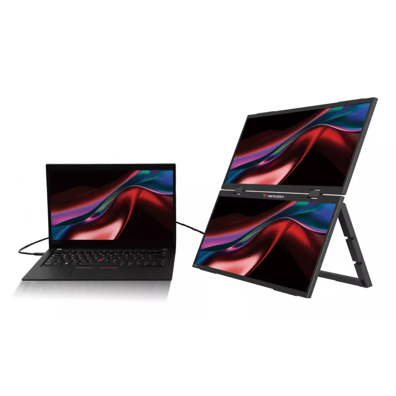 Verbatim Portable 15.6 inch FHD Dual Monitor Essentials, 39.6 cm (15.6 collas), LCD, 1920 x 1080 pikseļi, Full HD, 16:9, 10 ms