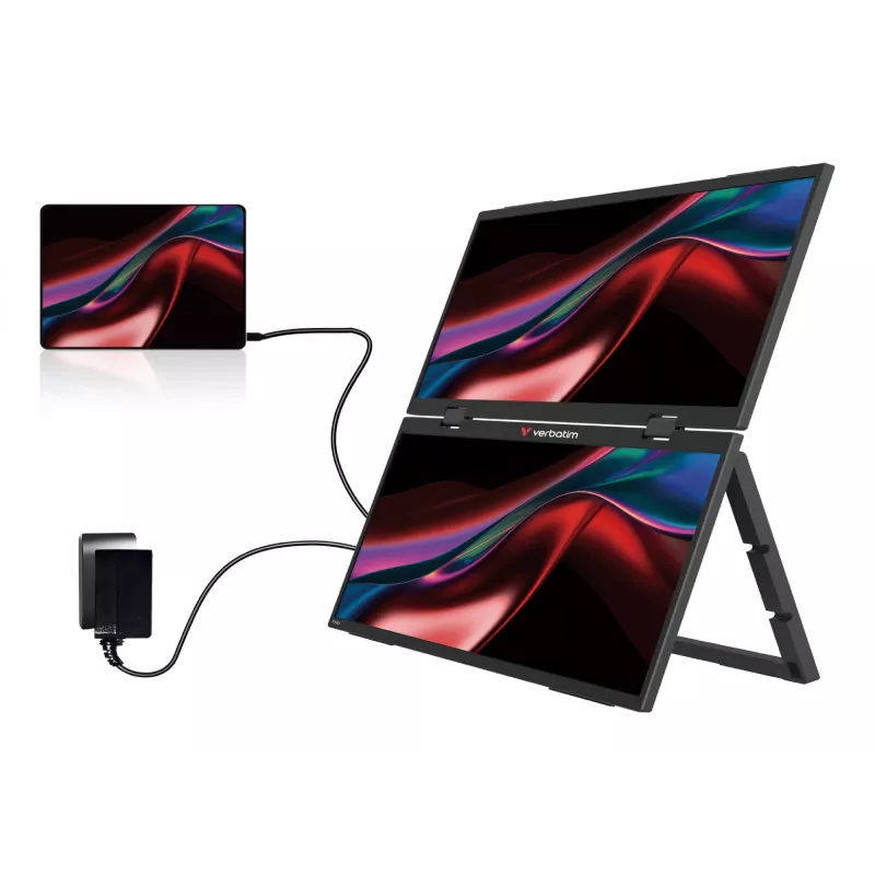 Verbatim Portable 15.6 inch FHD Dual Monitor Essentials, 39.6 cm (15.6 collas), LCD, 1920 x 1080 pikseļi, Full HD, 16:9, 10 ms