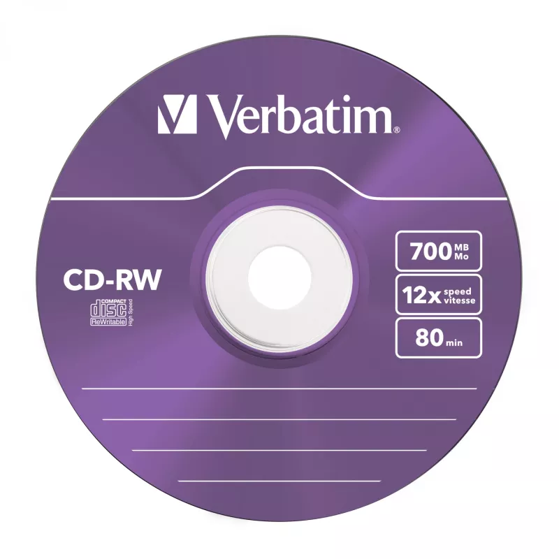 Verbatim CD-RW Colour 12x 700 MB 5 gab.