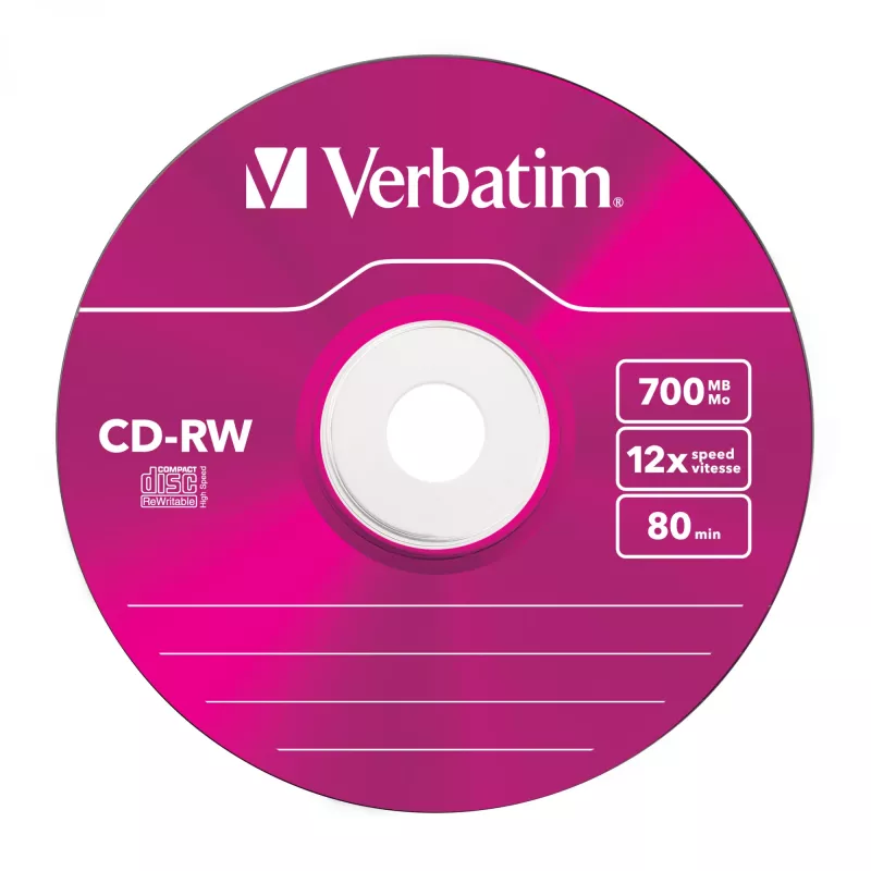 Verbatim CD-RW Colour 12x 700 MB 5 gab.