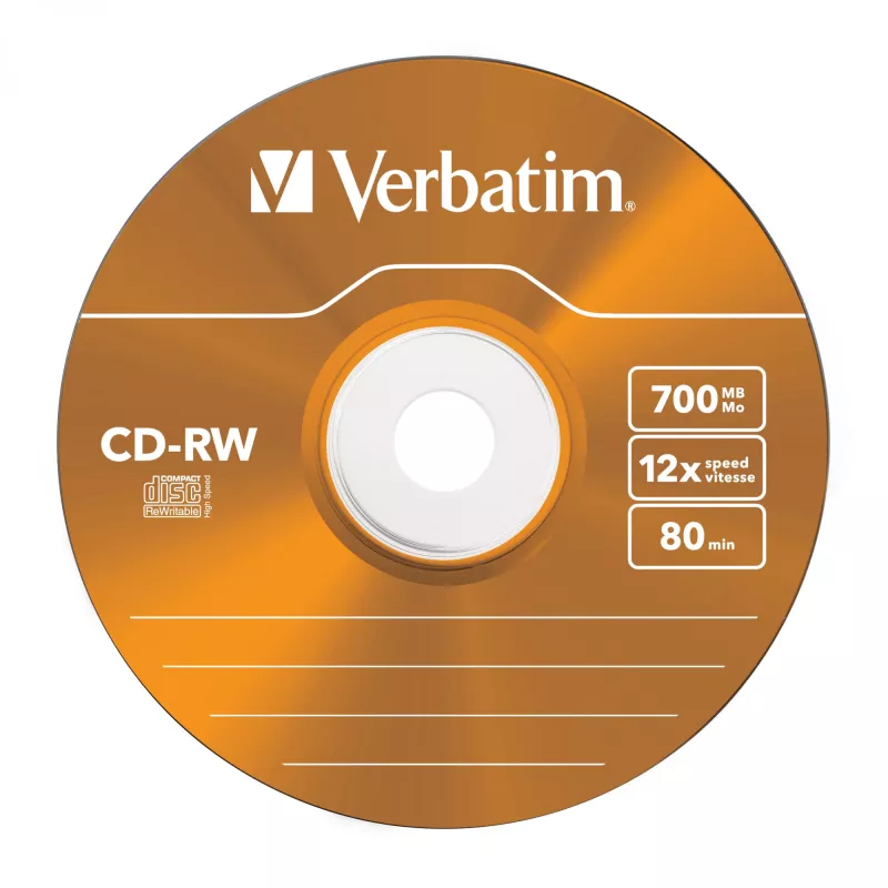 Verbatim CD-RW Colour 12x 700 MB 5 gab.