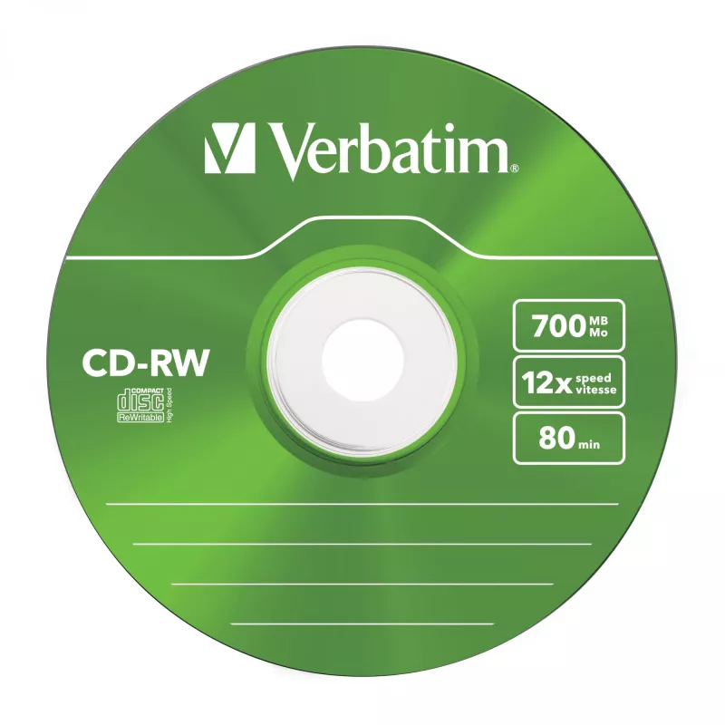 Verbatim CD-RW Colour 12x 700 MB 5 gab.