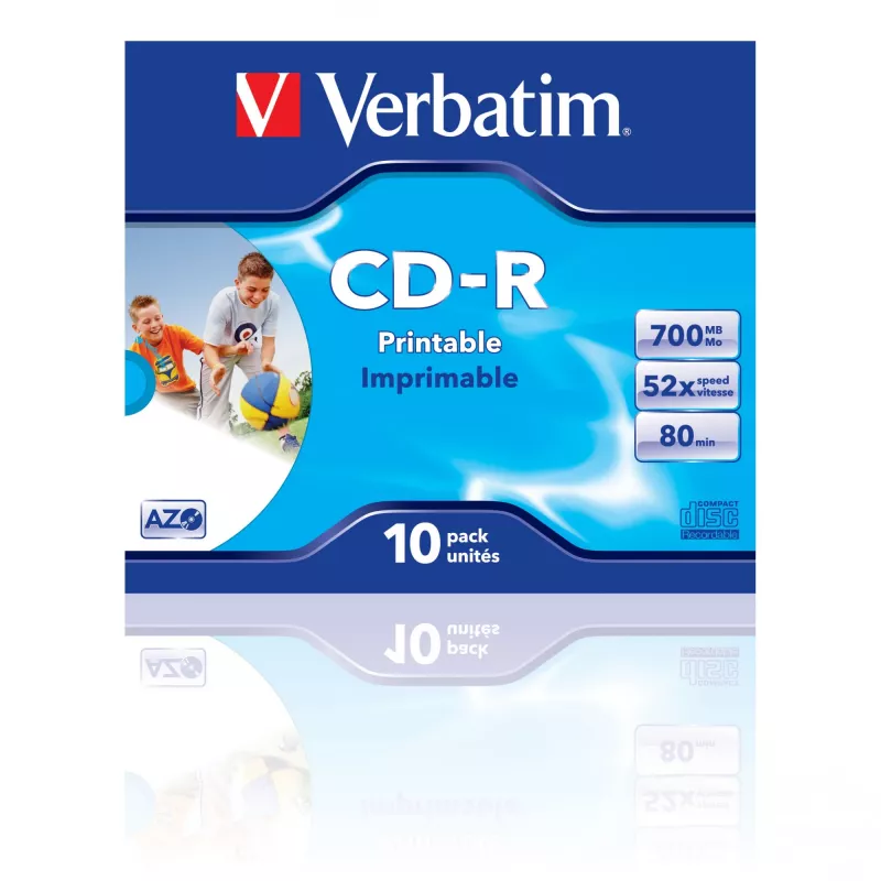Verbatim CD-R AZO Wide Inkjet Printable 700 MB 52x 10 gab.