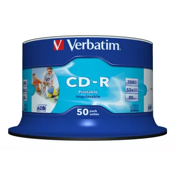 Verbatim CD-R AZO Wide Inkjet Printable no ID 700 MB 52x 50 gab.