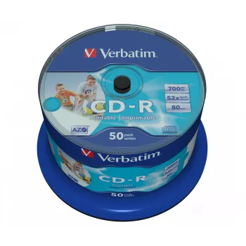 Verbatim CD-R AZO Wide Inkjet Printable no ID 700 MB 52x 50 gab.