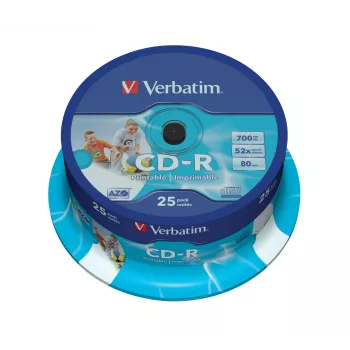 Verbatim CD-R AZO Wide Inkjet Printable 700 MB 52x 25 gab.