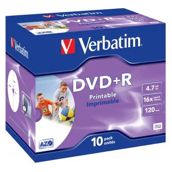 Verbatim DVD+R Wide Inkjet Printable ID Brand, DVD+R, 120 mm, Drukājams, Jewel case, 10 gab., 4.7 GB