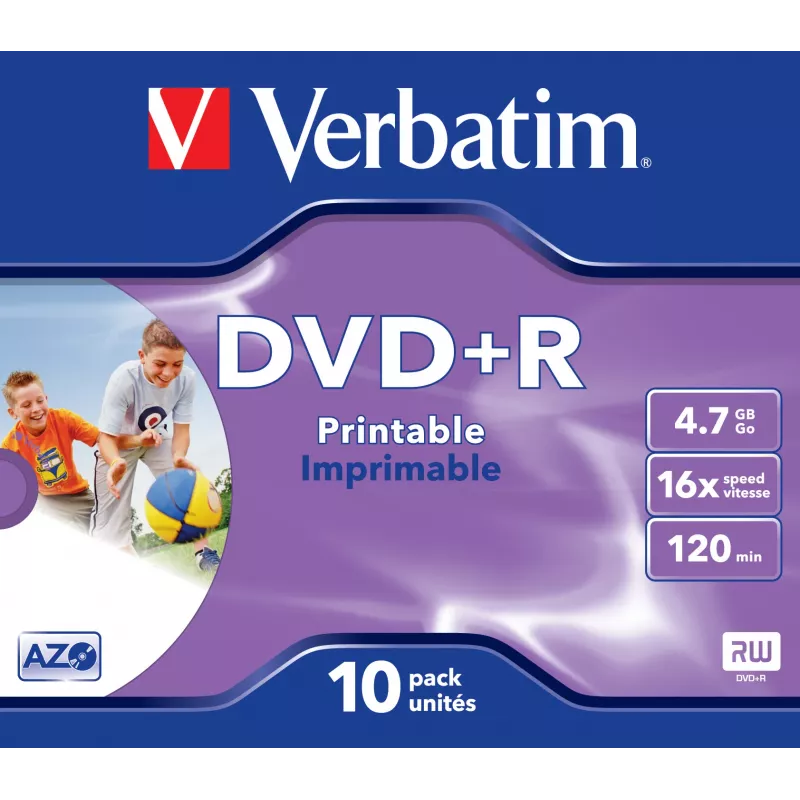 Verbatim DVD+R Wide Inkjet Printable ID Brand, DVD+R, 120 mm, Drukājams, Jewel case, 10 gab., 4.7 GB