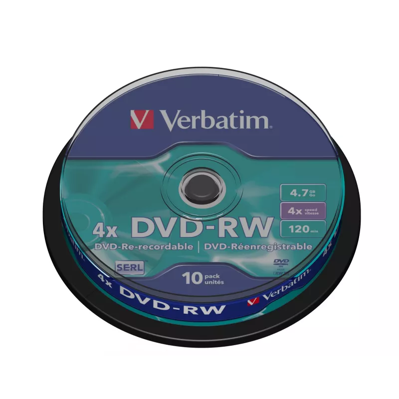 Verbatim DVDVER00072B, DVD-RW, Spindle, 10 gab., 4,7 GB
