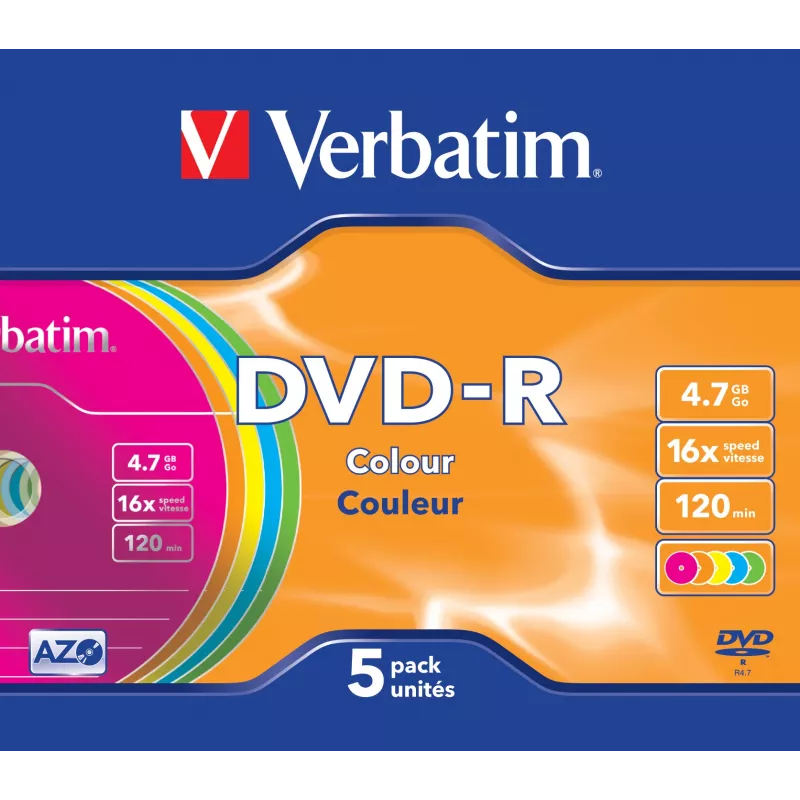 Verbatim DVD-R Colour 4.7 GB 5 gab.