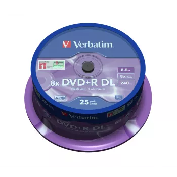 Verbatim DVD+R Double Layer 8x Matt Silver 25pk Spindle
