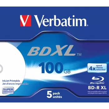 Verbatim BD-R XL 100GB* 4x plata tintes drukājamā virsma 5 gab. Jewel Case iepakojumā