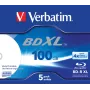 Verbatim BD-R XL 100GB* 4x plata tintes drukājamā virsma 5 gab. Jewel Case iepakojumā
