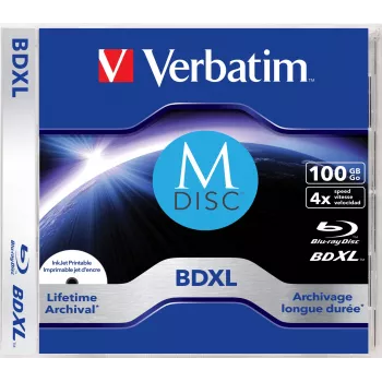 Verbatim MDISC mūžizturīgais arhīva BDXL 100GB — viens disks, 100 GB, BDXL, juveliera kastīte, 1 gab.