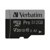 Verbatim Pro U3 512GB Micro SDXC karte, 512 GB, MicroSDXC, 10. klase, UHS-I, 100 MB/s, 90 MB/s