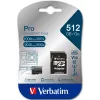 Verbatim Pro U3 512GB Micro SDXC karte, 512 GB, MicroSDXC, 10. klase, UHS-I, 100 MB/s, 90 MB/s