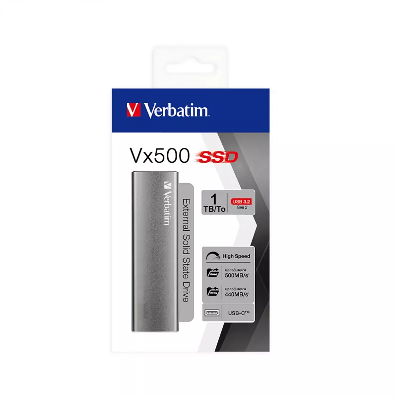 Verbatim Vx500 1 TB USB Type-C 3.2 Gen 2 (3.1 Gen 2) Sudraba