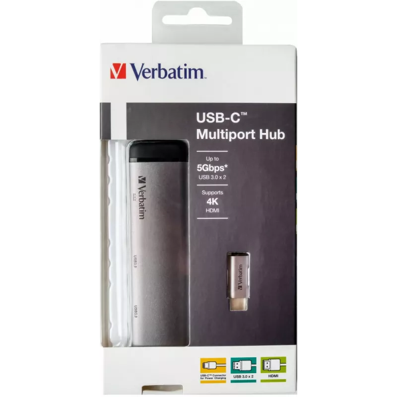 Verbatim 49140 klēpjdatora dokstacija/portu replikators USB 3.2 Gen 1 (3.1 Gen 1) Type-C