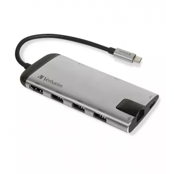 Verbatim 49142 klēpjdatora dokstacija/portu replikators USB 3.2 Gen 1 (3.1 Gen 1) Type-C melns, sudrabains