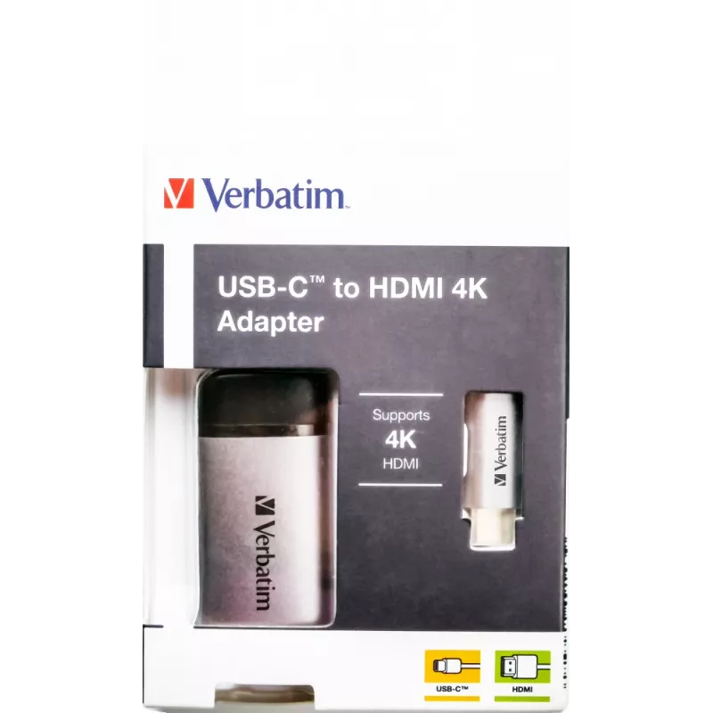 Verbatim 49143 video kabeļa adapteris 0,1 m USB Type-C HDMI Melna, Sudraba