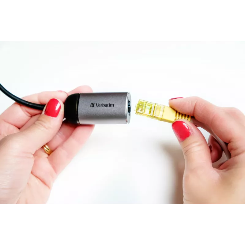 Verbatim 49146 klēpjdatora dokstacija/portu replikators USB 3.2 Gen 1 (3.1 Gen 1) Type-C melns, sudrabains
