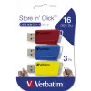 Verbatim Store 'n' Click - USB 2.0 Drive 3.2 GEN1 - 3x16 GB - sarkana/zila/dzeltena