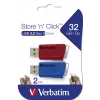 Verbatim Store 'n' Click - USB 2.0 disks 3.2 GEN1 - 2x32 GB - sarkans/zils