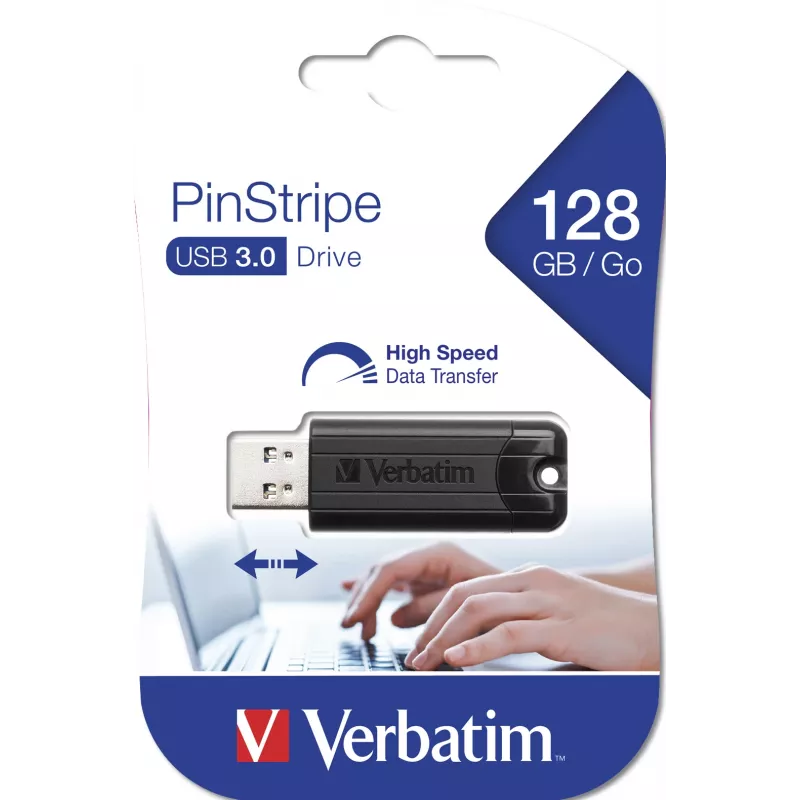 Verbatim PinStripe 3.0 - USB 3.0 disks 128 GB – melns