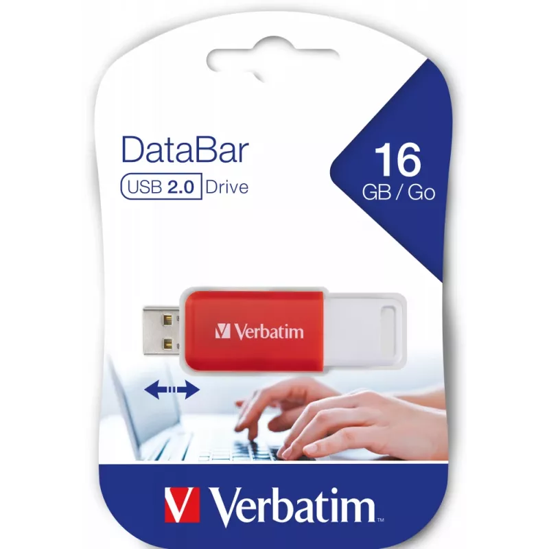 Verbatim DataBar USB zibatmiņas disks 16 GB USB Type-A 2.0 Sarkans