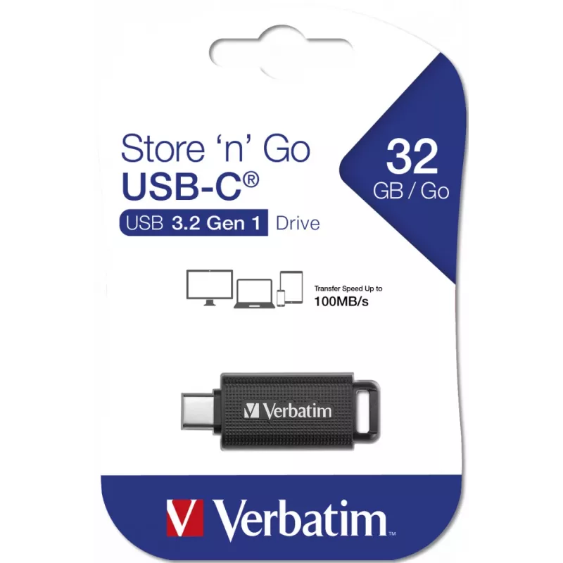 Verbatim Store 'n' Go USB zibatmiņa 32 GB USB Type-C 3.2 Gen 1 (3.1 Gen 1) Melna