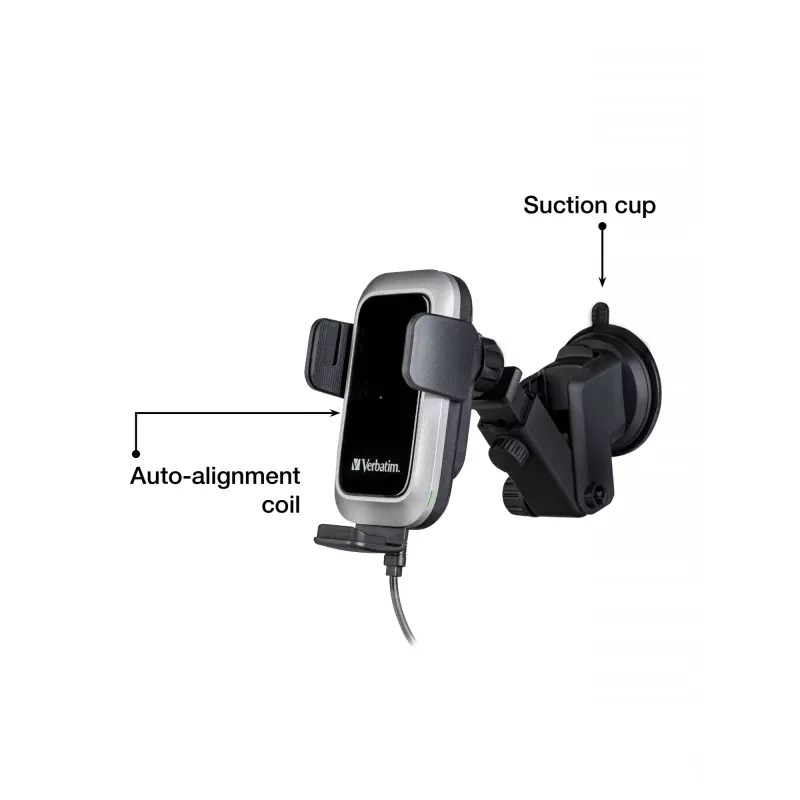 Verbatim FWC-03 Pro Qi Fast Wireless autolādētājs mazumtirdzniecībai Melns