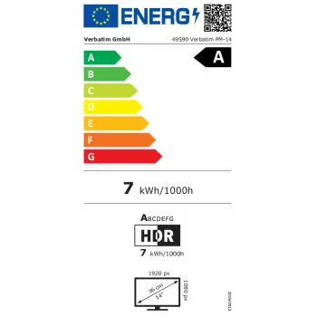 Verbatim 49590 datora monitors 35,6 cm (14 collas) 1920 x 1080 pikseļi Full HD LCD melns