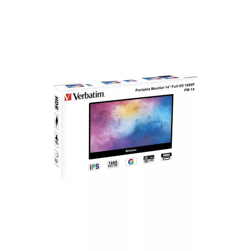 Verbatim 49590 datora monitors 35,6 cm (14 collas) 1920 x 1080 pikseļi Full HD LCD melns